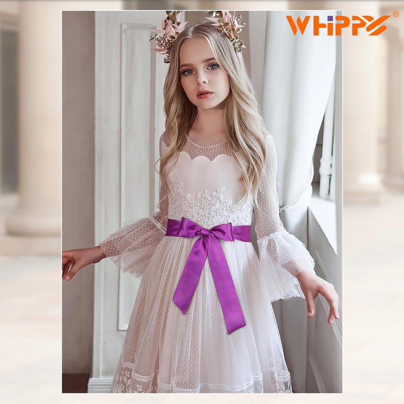 WHIPPY Sash Belt for Girls Dress Kids Long Waist Belts for Wedding Party 2'' Wide - Image 3